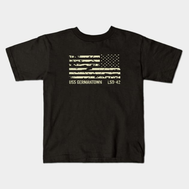 USS Germantown Kids T-Shirt by Jared S Davies